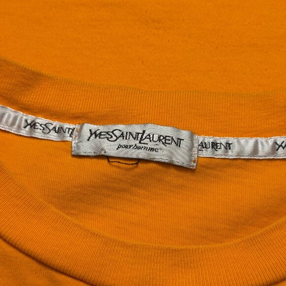 Yves Saint Laurent Orange Vintage Designer T-Shirt Size Large - Picture 3 of 6